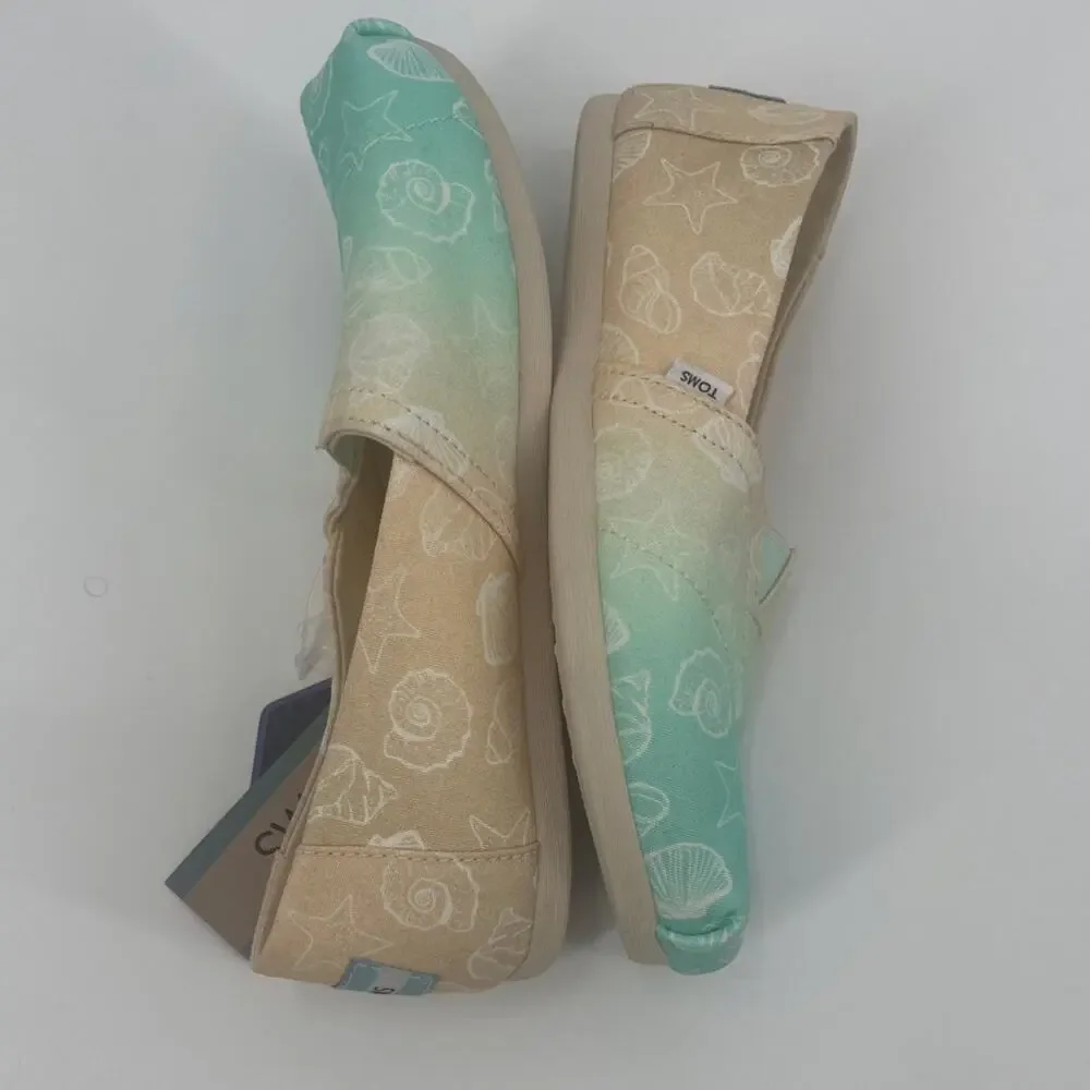 TOMS Shells Ombre Womens Shoes Sz 5 Beach Coastal Pastel Slip On New Nautical